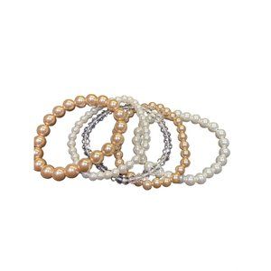 5Pc Pearl Stretch Bracelet Set